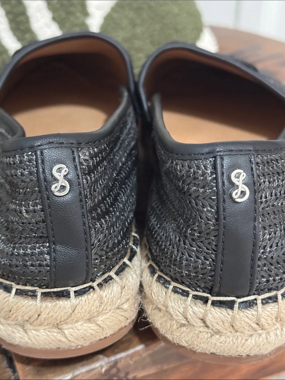 Sam & Libby Black Espadrille Slip-On Flats Size 10